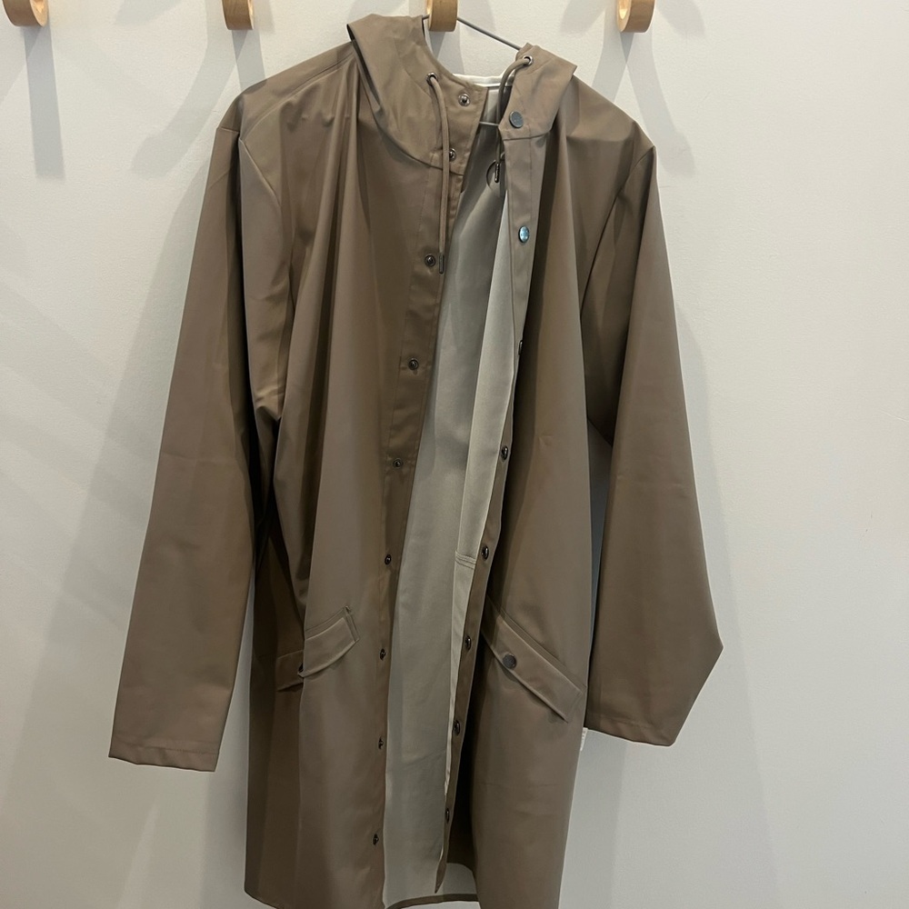 Rains Tan Minimalist Raincoat with Hood